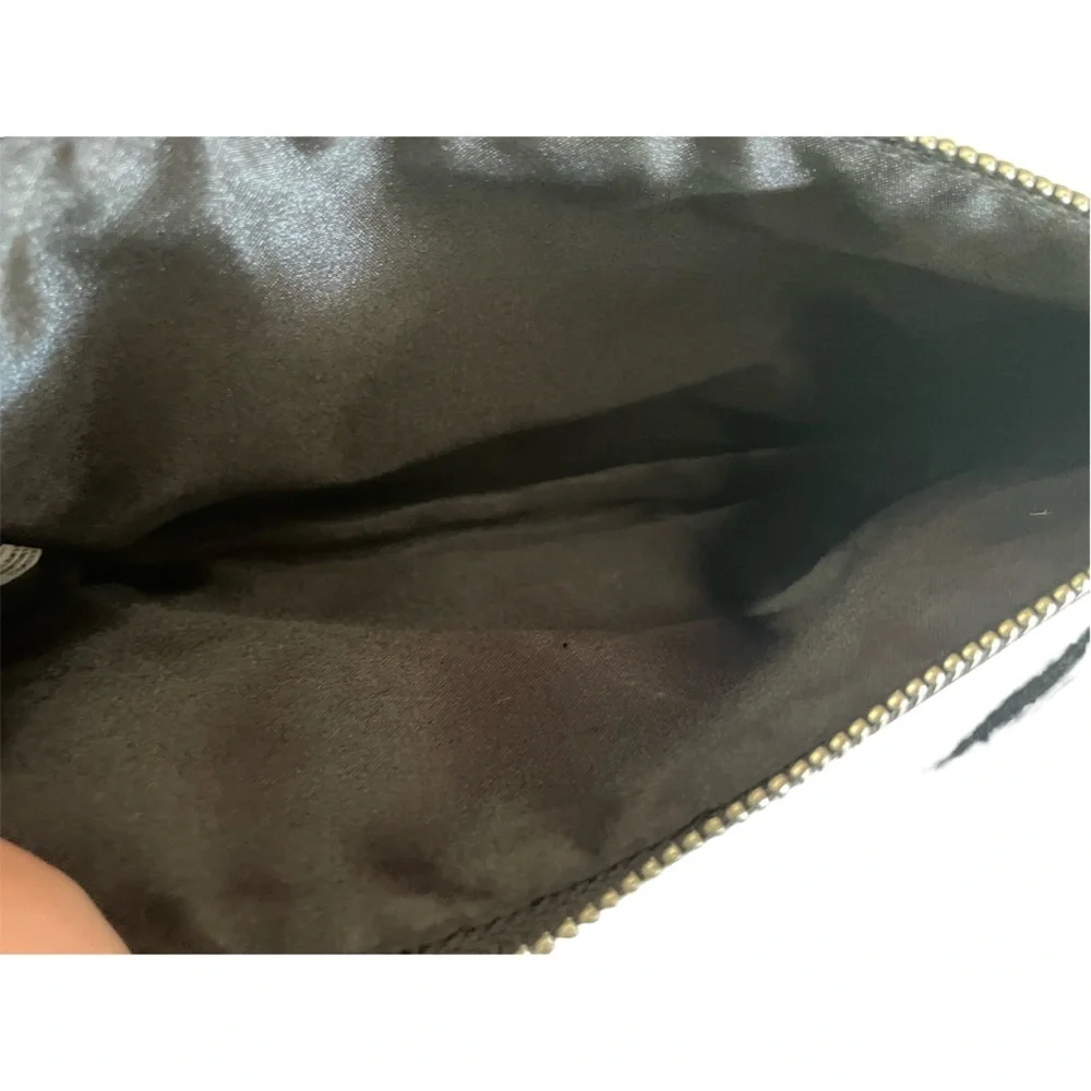 Victoria's Secret Black and Silver Sequin Double Zip Clutch Wristlet